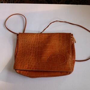 Carlos Falchi Crocodile shoulder bag Leather Lite Brown Clean